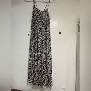 NATURAL LIFE Black and Pink Floral Maxi Skirt